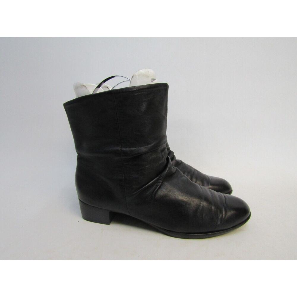 MUNRO Womens Size 7 M Black Leather Slouch Fashion 5" Shaft Boot Booties - Picture 3 of 11